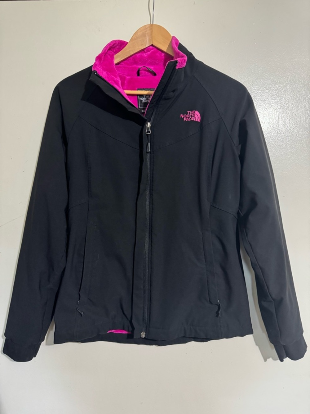 The North Face coat black with pink accents Medium